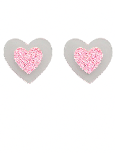 Heart in Heart Earrings-Lt Pink