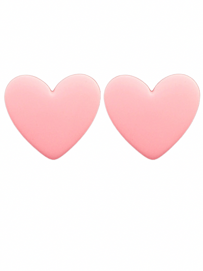 Rubber Coated Heart Earrings-Lt Pink