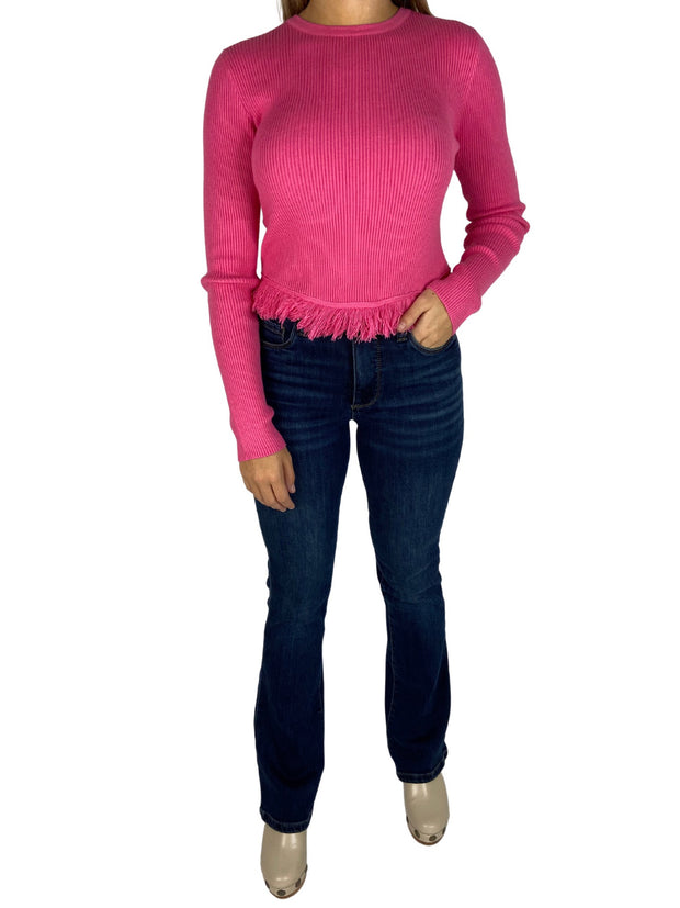 Farah Fringe Sweater in Pink