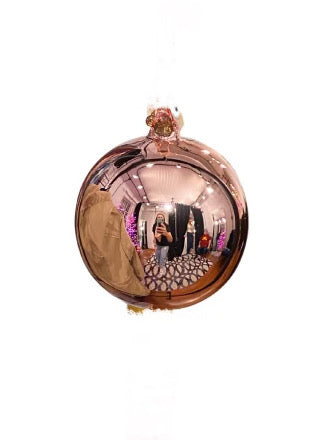 Glitterville Reflective Ball Ornament in Pale Pink