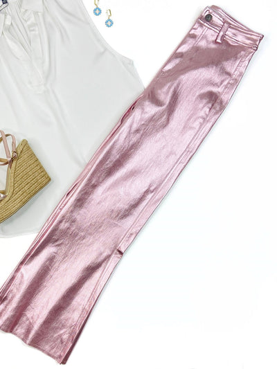 Cropped Jean in Metallic Pink
