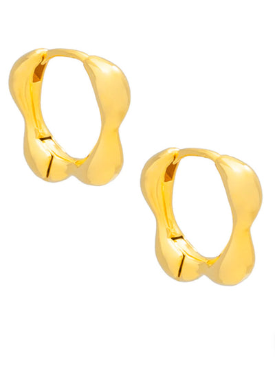 Metal Flower Huggie Earring in Gold