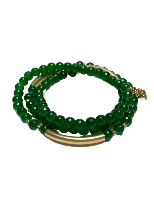 Beaded Wrap Bracelet in Emerald