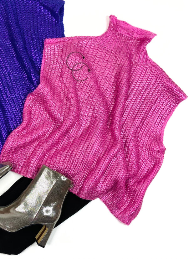 Meredith Metallic Sweater in Pink
