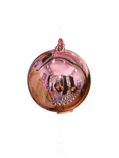 Glitterville Reflective Ball Ornament in Light Pink