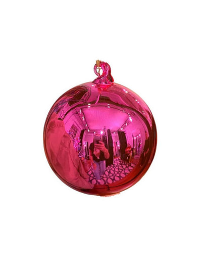 Glitterville Reflective Ball Ornament in Fuchsia