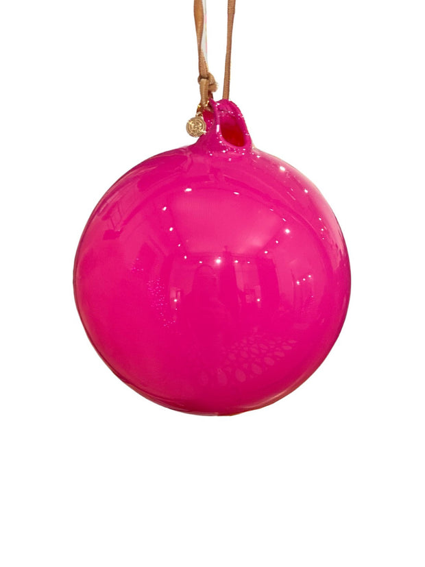 Glitterville Sugar Plum Ball Ornament in Magenta