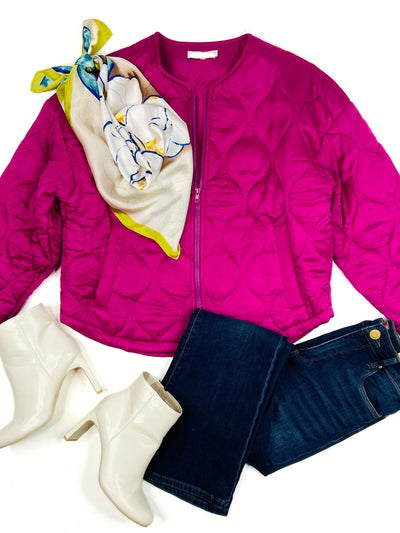 Quinn Quilted Jacket in Magenta