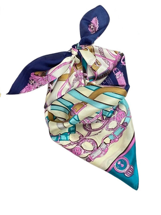 Bridle Scarf in Navy/Lilac