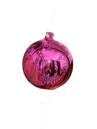 Glitterville Reflective Ball Ornament in Hot Pink