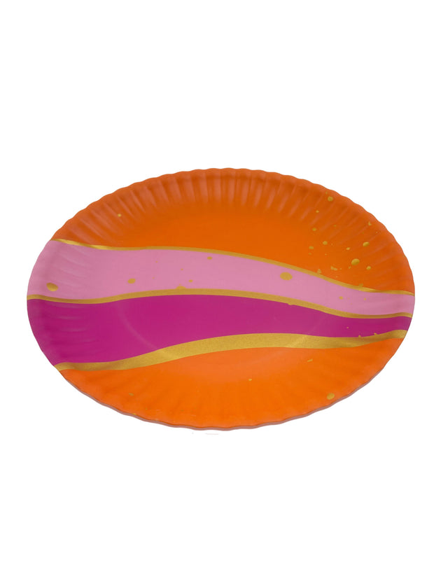 Glitterville Large Color Couture Stripe Plate in Orange