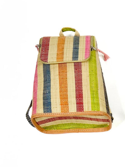 Phoebe Straw Backpack in Stripes