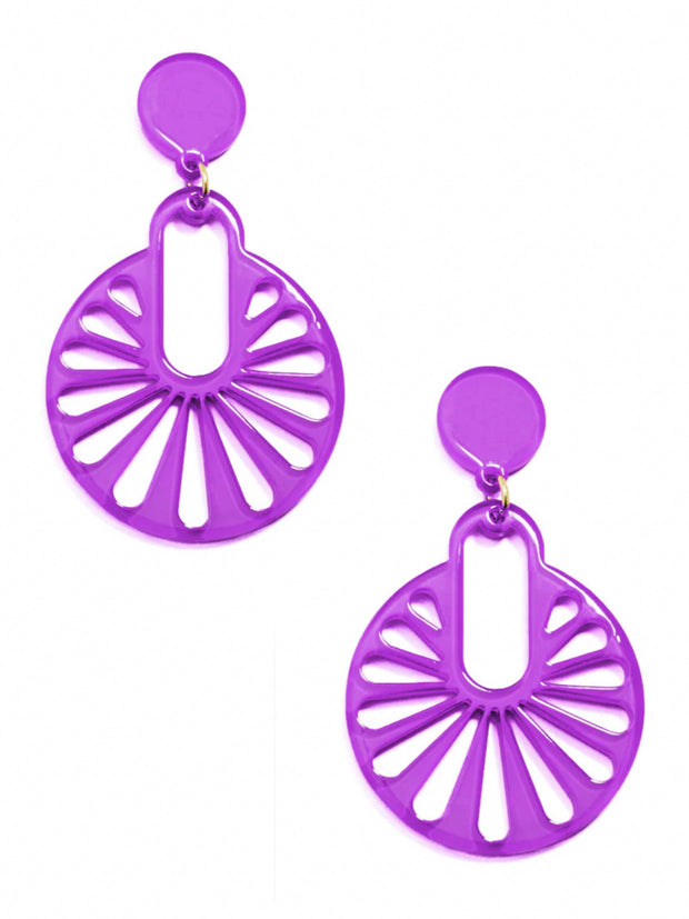 Cutout Disk Drop Earring-Purple
