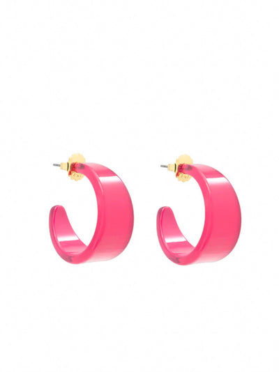 Resin Hoop Earring-Neon Pink