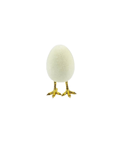 Flocked Egg With Feet-Cream