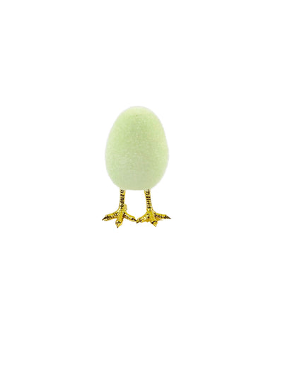 Flocked Egg With Feet-Lime