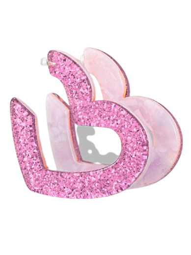 Glitter Acetate Heart Hoops-Pink