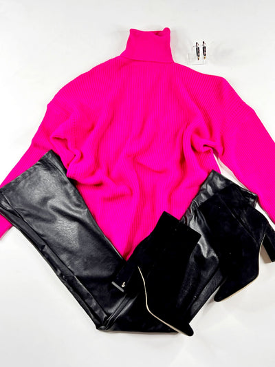 Hot Pink Open Shoulder Tunic