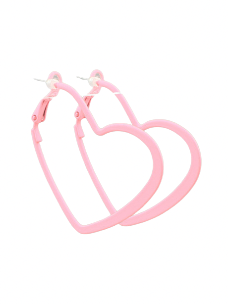 Color Coated Heart Hoops-Pink