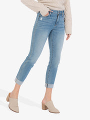 KUT from the KLOTH Catherine High Rise Fab Ab Boyfriend in Benign Wash