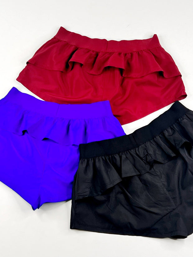 Ruffle Fit Shorts - Crimson