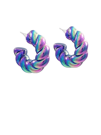 Small Color Twist Hoops - Blue