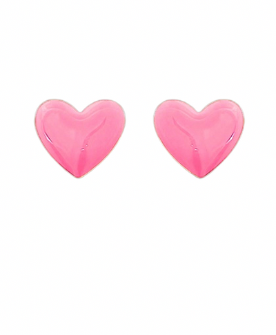 Epoxy Heart Earrings-Pink/Gold