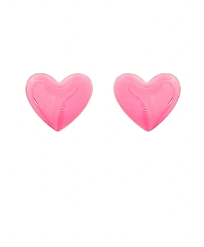 Epoxy Heart Earrings-Pink/Gold