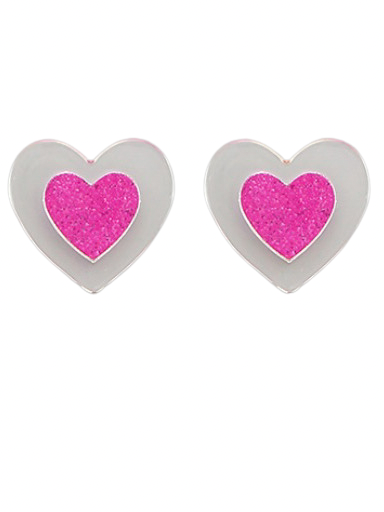 Heart in Heart Earrings-Fuchsia